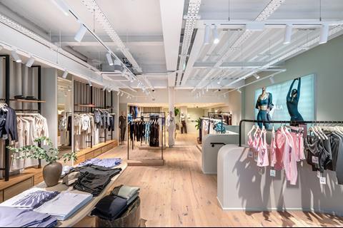 Athleisure wear on display in Tala store